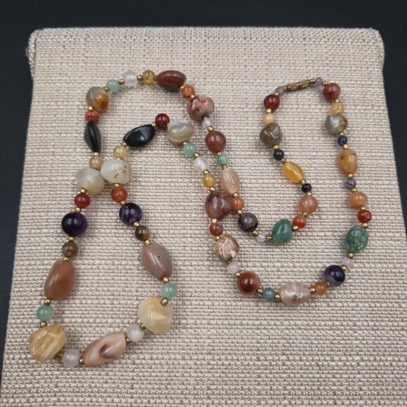 Jewelry - 33 Inch Semi Precious Stones Beggar Bead Handmade Necklace B1115